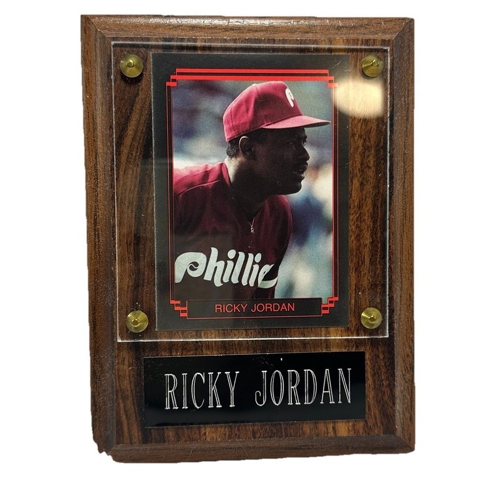 Ricky Jordan Phillies Baseball Card Plaque Wood Display Collectible‎